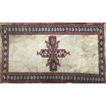A Navajo rug with central cross motif, 205x115cm