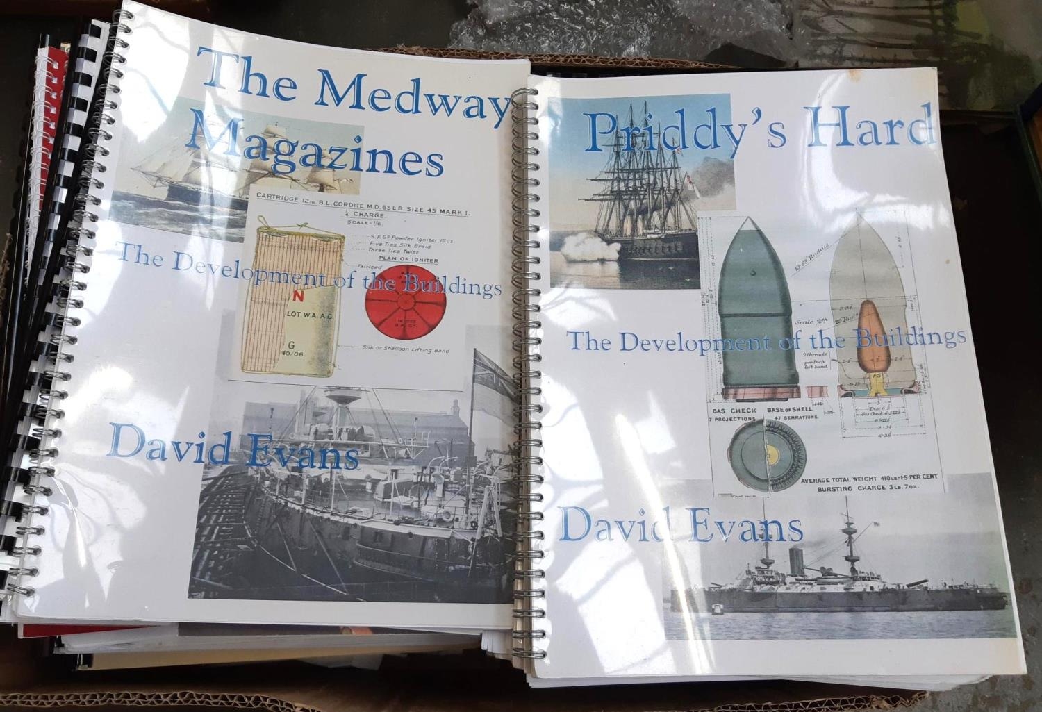 ROYAL NAVAL DOCKYARDS: Two large boxes of research papers/reports and other items from the work of