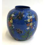 A hand-decorated Adderley’s Pottery vase, c1930s, decorated with butterflies & flowers, 18cmH