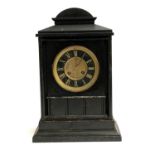 A slate mantel clock, dial with Roman numerals, 42.5cmH