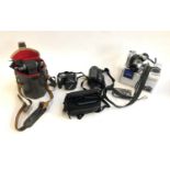 A mixed lot of photographic equipment to include Kodak xl55 movie camera, Sony handycam, Paillard