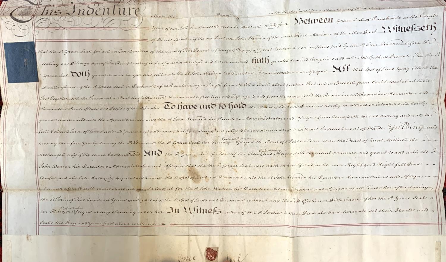 Two velum indentures, dated 25th July 1790 and 26th April 1794, 75x56cm and 54x37cm (2) - Image 3 of 3