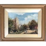 C Stancliff, late Victorian oil on canvas, village street with church, signed and dated 1900,