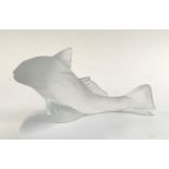 A Baccarat frosted glass model of a leaping fish, 15cmL