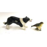 A Beswick Greenfinch 2105, together with a Sylvac border collie