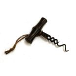 An unusual double helix corkscrew with treen handle, 9cmL