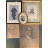 A pencil sketch of a child, signed Anc(?) lower left, 32x27cm; together with one other portrait of a