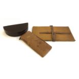 A Swaine-Brigg pigskin tie wallet, 35x15cm; together with a pigskin and canvas lined large format