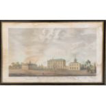 After J. Hutchins, hand coloured print, 'To Ralph Willett Esq This North West View of Merly House in