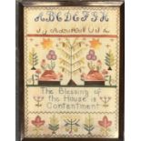 A 20th century alphabet sampler, 'The Blessing of the House is Contentment', 32x23cm