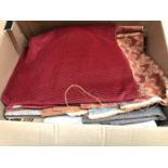 Eight boxes of upholstery scraps and ends of fabric