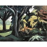 20th century oil on board, woodland study, signed indistinctly, dated '74, 72x92cm