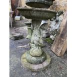 A composite stone bird bath, 64cmH