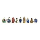 A collection of 9 Chinese scent bottles