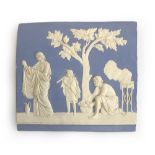 A Jasperware style plaster plaque of a classical scene, 24x26cm