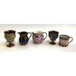 A Wedgwood pink lustre jug & four 19th century copper lustre ware items
