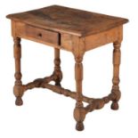 An 18th century Continental walnut side table, 77cm high, 77cm wide, 57cm deep
