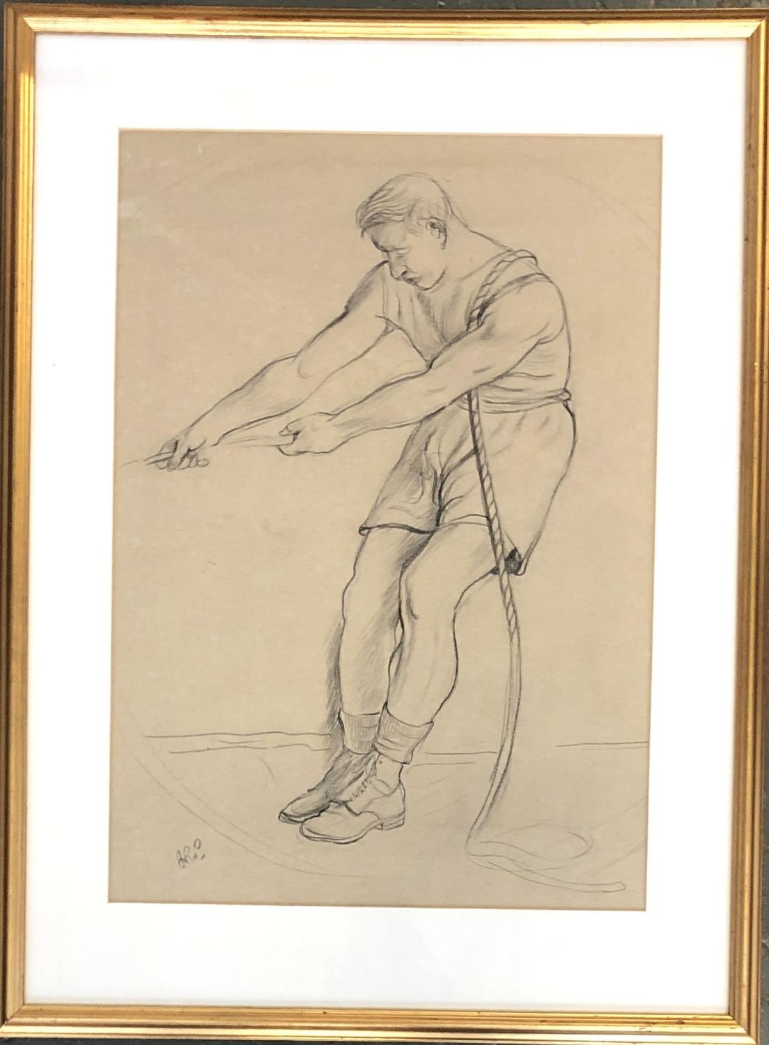 John Robert Pinches, (1885-1968), pencil sketch of a sailor, 43x30cm