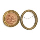 Bartolozzi after Cipriani, sepia roundel depicting three cherubs, the gilt wood frame af, 25cmD;