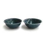 A pair of studio pottery Stoke Gabriel Lotus blue glazed bowls, stamped to base, each 15cmD (2)