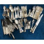 A quantity of plated and stainless steel King's pattern flatware