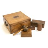 A 19th century oak canteen box by Johnson Walker & Tolhurst, London, with brass carry handles 32cmW;