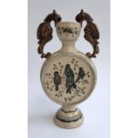 A large Moon vase with Griffins & Blackbirds, 36cmH, possibly Austrian