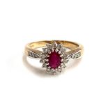A 9ct gold ruby cluster ring, size L 1/2, 3.1g