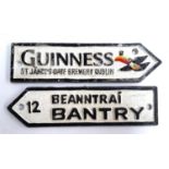 Two small cast iron signs, 'Guinness' and the other 'Bantry', each approx 19.5 x 5cm