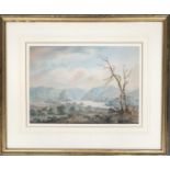 18th century watercolour on paper, Derwent Water near the Vicarage c. 1770, 25x35cm
