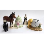 A Beswick figure of a horse, 17.5cmH together with a Coalport 'Anniversary cottage', a Coalport