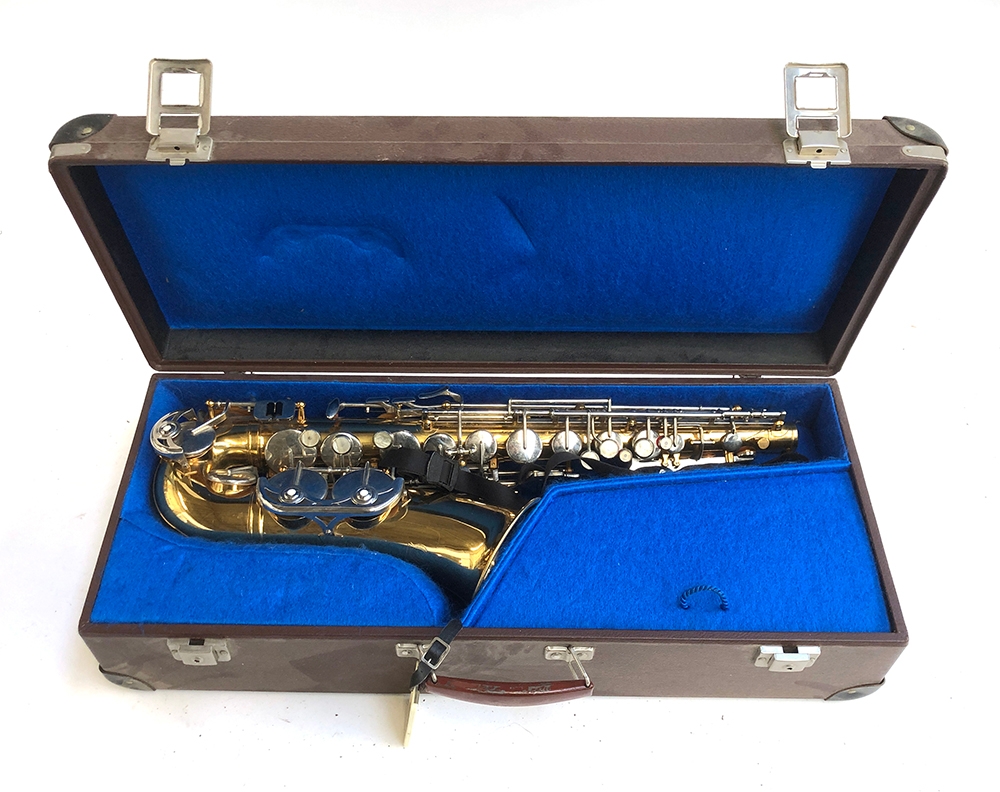 A Sonora saxophone, serial no. 63704, in hard carry case