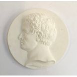 A modern classical relief plaster roundel, 'Canova', 25cmD