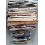A mixed box of vinyl LPs and 45s, many classical, to include Adam and the ants, Bucks Fizz, etc
