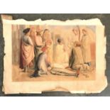 A religious watercolour, follower of Richard Dadd, 27x40cm