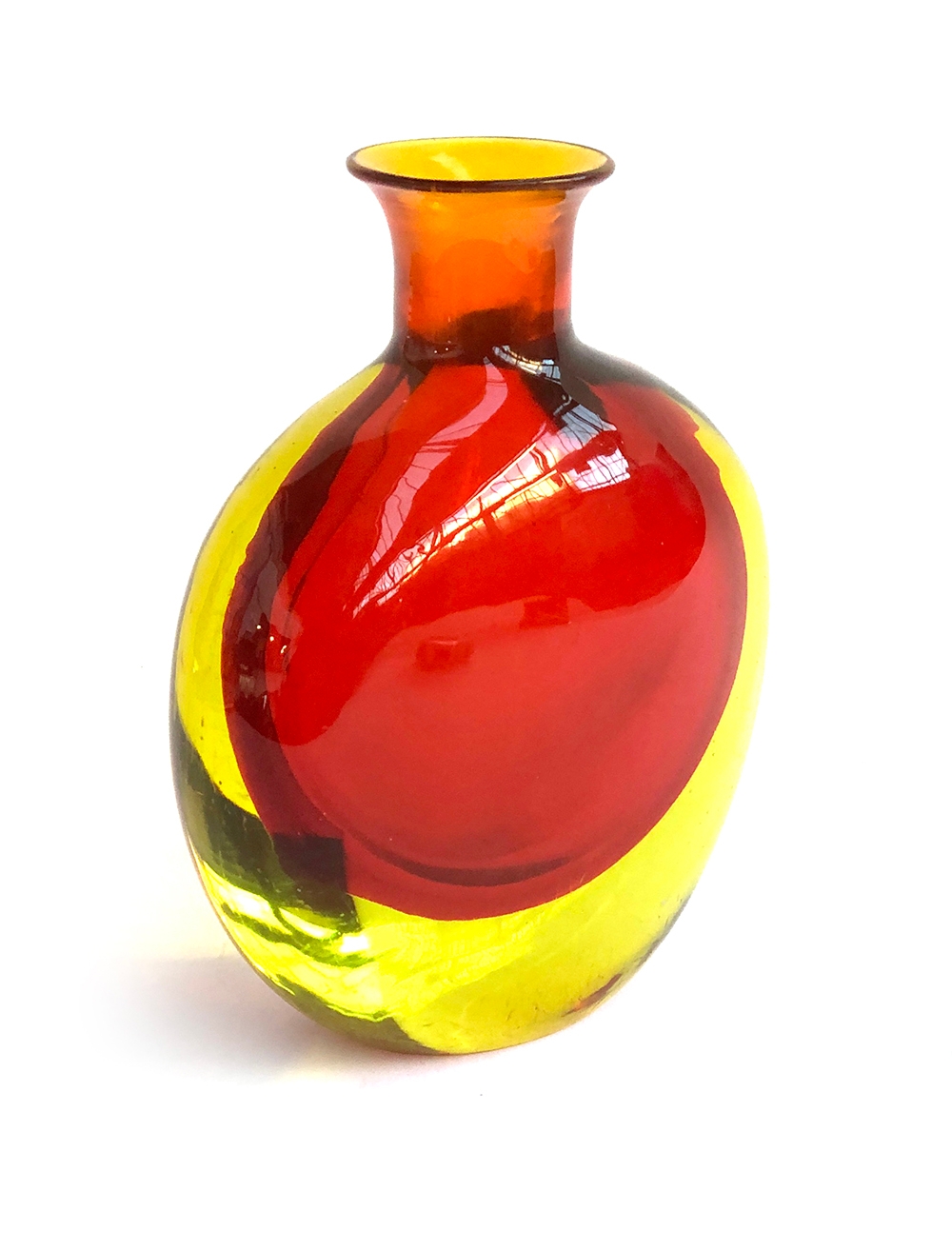 An extremely heavy amber coloured art glass vase, of compressed form, 26.5cm high - Image 3 of 3