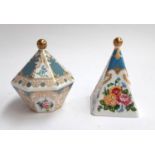Two Spode paperweights, one in the form of a pyramid, 10cmH