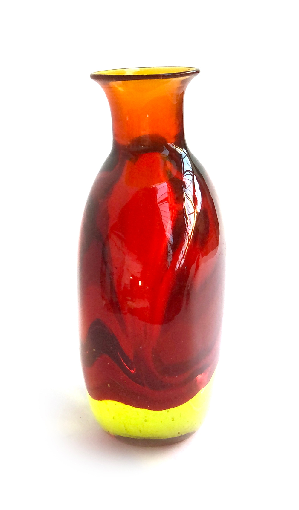 An extremely heavy amber coloured art glass vase, of compressed form, 26.5cm high - Image 2 of 3