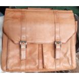A Kenneth Cole, New York brown leather satchel with strap, 40x38cm