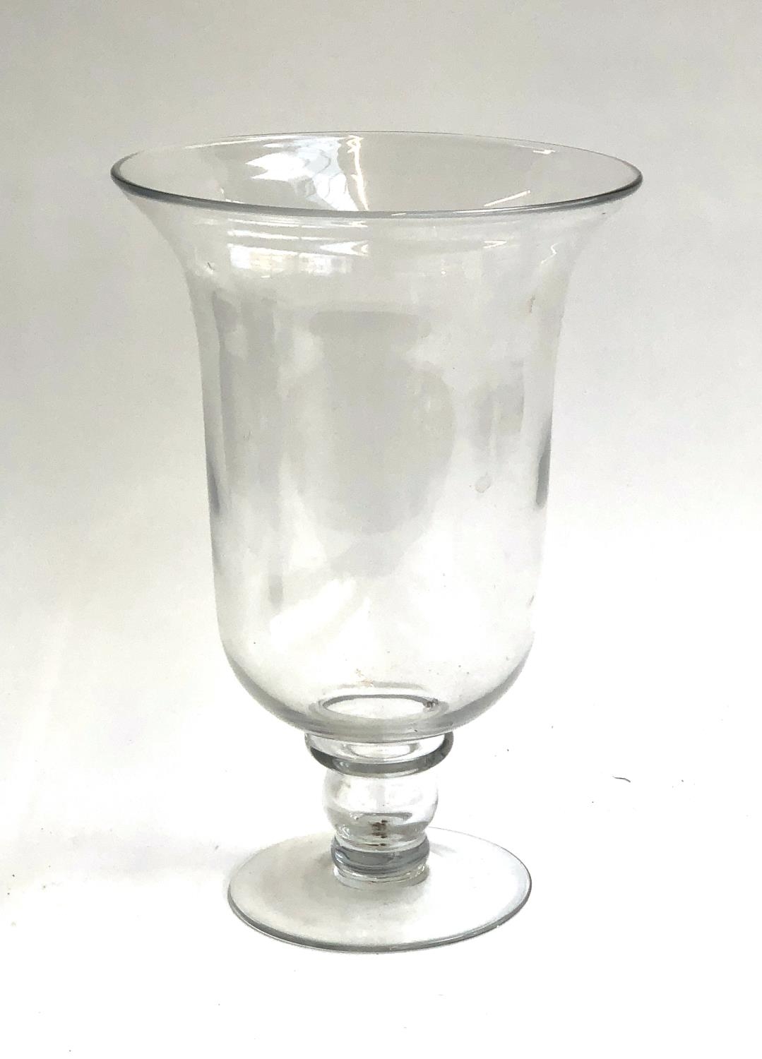 A large hand blown glass bell vase, on hollow stem and spreading foot, 40cmH