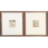 A pair of AA Milne Winnie the Pooh colour prints, each approx. 9x8cm