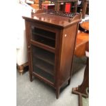 An Edwardian glazed music cabinet with pierced gallery, 56x37x99cmH