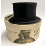 A John Barker, London gents top hat and box, internal dimensions 20x16.5cm, approx. 15cm high