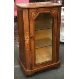 A walnut and marquetry glazed cabinet, 51x34x89cm