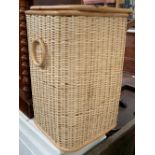 A wicker laundry basket, 54cmH