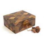 A 19th century Tunbridge ware parquetry box, various woods, 23cmW