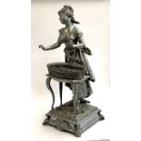 A spelter figure after Moreau, the flower seller, 91cmH (af)