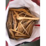 A large quantity of wooden clothes hangers