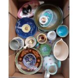 A mixed box of Studio Pottery & other ceramics to include Royal Worcester lidded jar, Ken Eardley