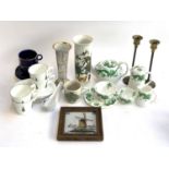 A mixed lot of ceramics to include Portmeirion 'Botanic Garden' cylindrical sleeve vase, Royal
